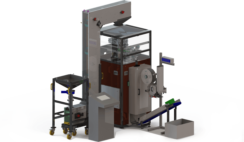 T-Fill&Seal™ was designed with the purpose of dosing and packaging grains made of metal or other materials with known weight in a very precise way, and can be combined with other machines, according to each operator's specific needs.